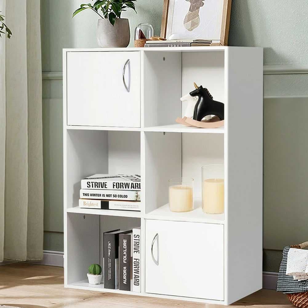 Mobile Scaffale Libreria 6 Cubi 2 Ante in Legno MDF Design Moderno Bianco Ingresso Cameretta in Librerie Danyx - Casoria, commercioVirtuoso.it