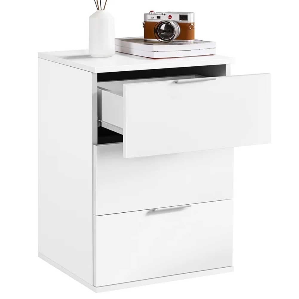 Mobile Comodino 3 Cassetti 40x46x61cm Design Moderno in legno MDF Bianco in Comodini Danyx - Casoria, commercioVirtuoso.it