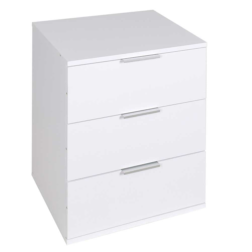 Mobile Comodino 3 Cassetti 40x46x61cm Design Moderno in legno MDF Bianco in Comodini Danyx - Casoria, commercioVirtuoso.it