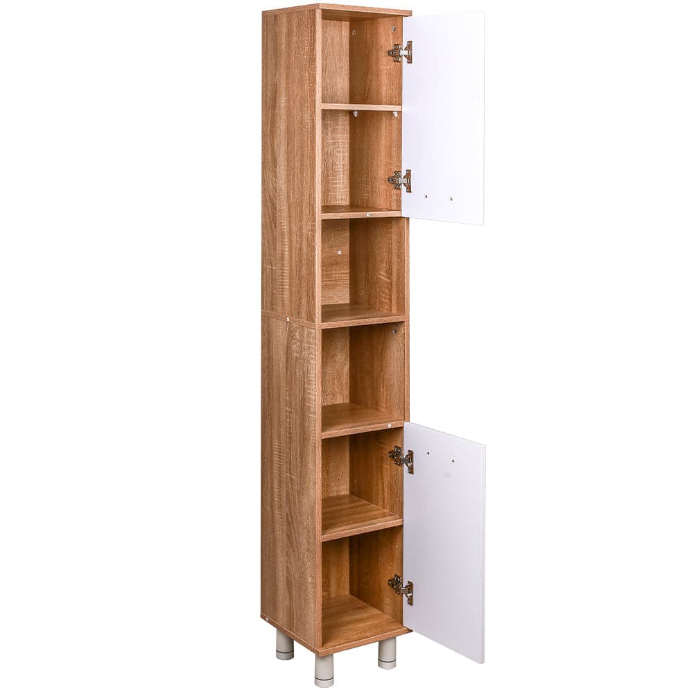 Colonna da Bagno 6 Ripiani 2 Ante Legno MDF 30x30 H179 cm Bicolore Salvaspazio in Mobili a colonna Danyx - Casoria, commercioVirtuoso.it