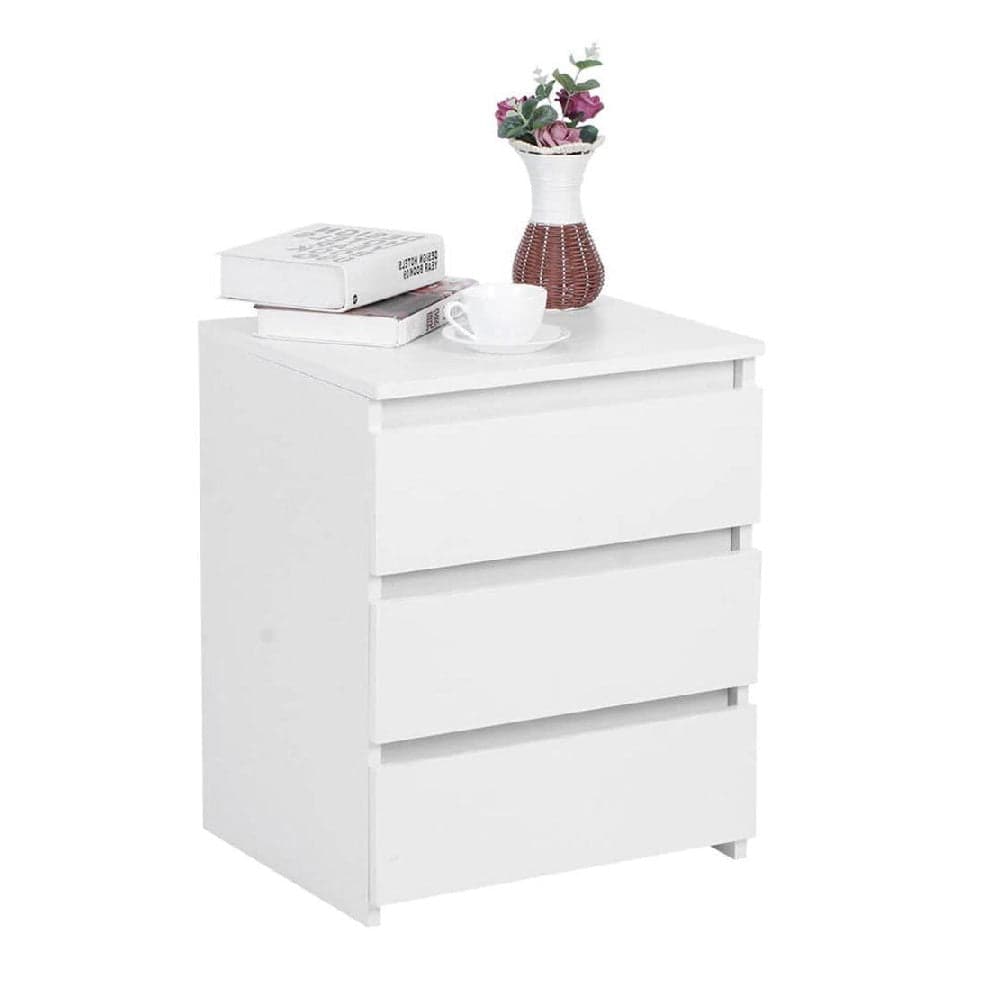 Mobile Comodino 3 Cassetti 45x38x55cm Design Moderno in legno MDF Bianco in Comodini Danyx - Casoria, commercioVirtuoso.it