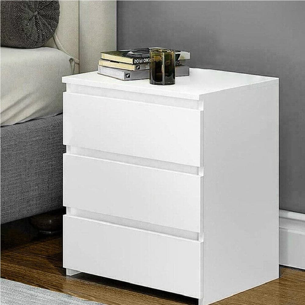 Mobile Comodino 3 Cassetti 45x38x55cm Design Moderno in legno MDF Bianco in Comodini Danyx - Casoria, commercioVirtuoso.it