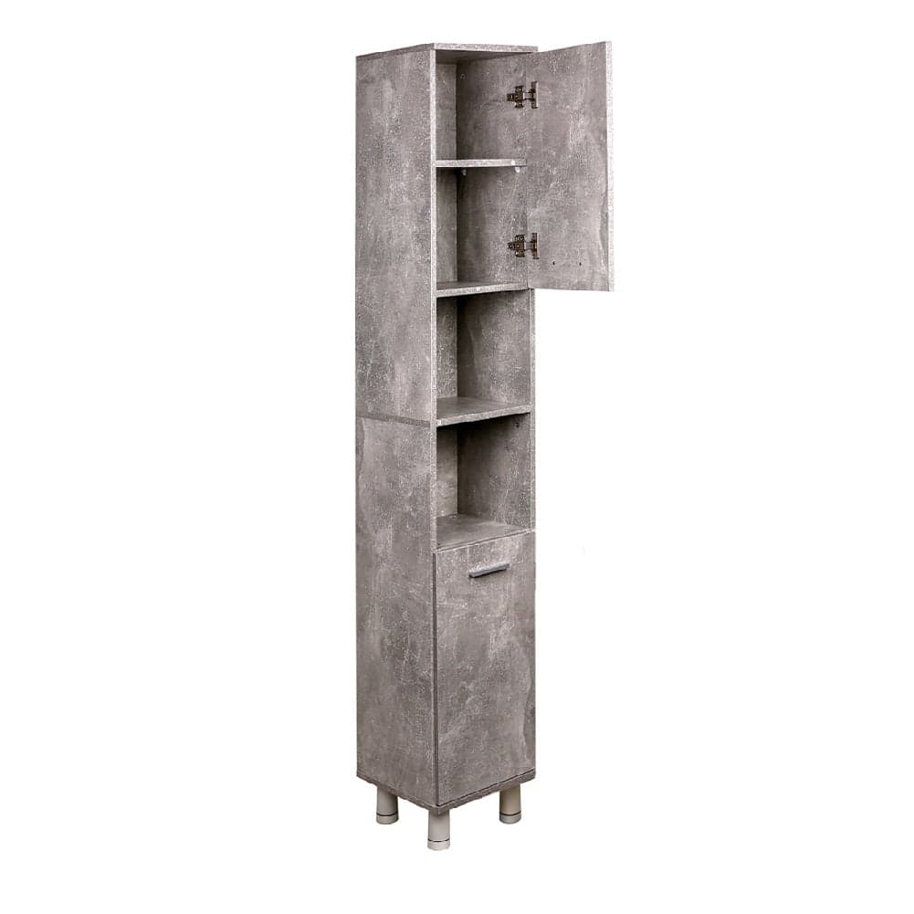 Colonna da Bagno 6 Ripiani 2 Ante Legno MDF 30x30 H179 cm Cemento Salvaspazio in Mobili a colonna Danyx - Casoria, commercioVirtuoso.it