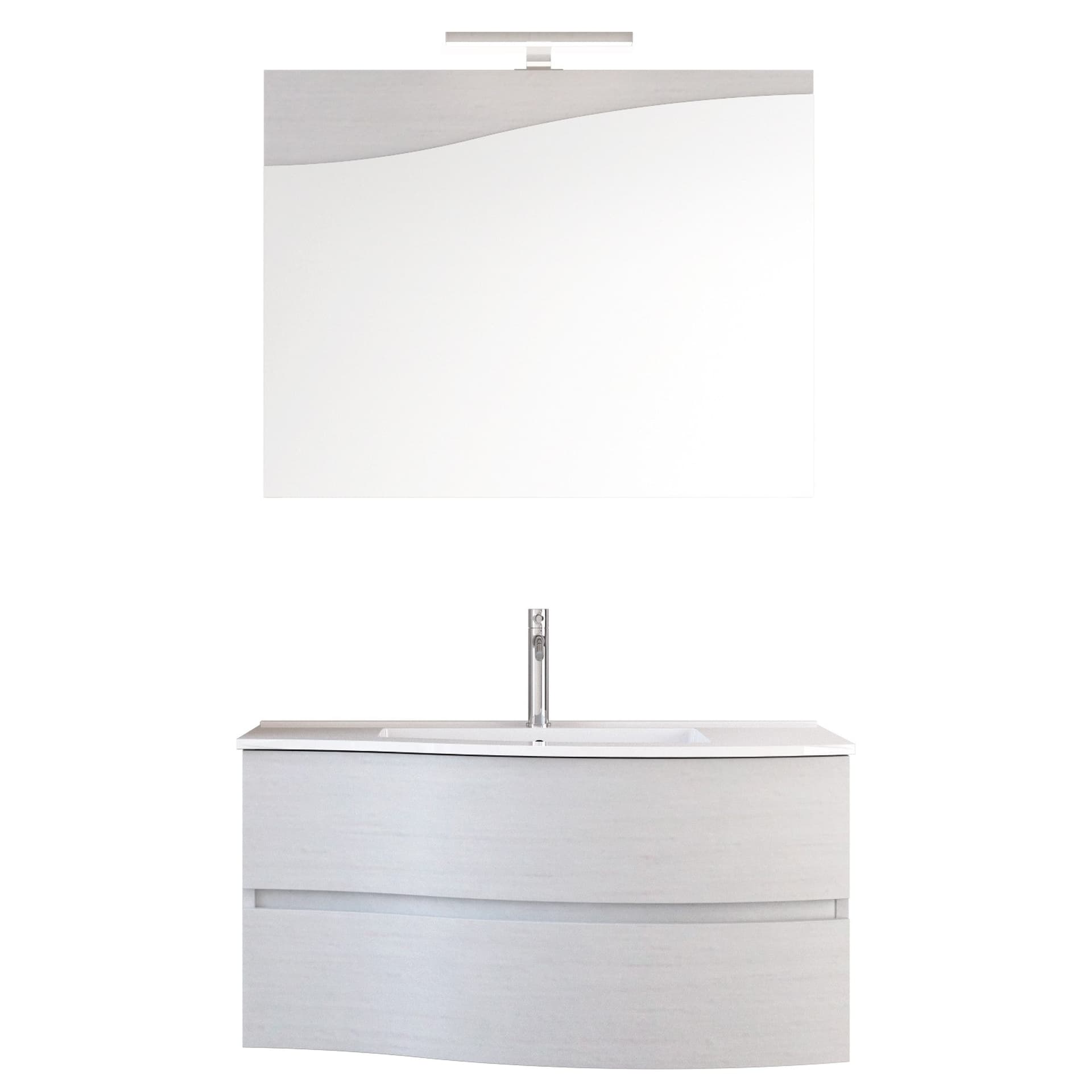 Mobile bagno sospeso 90cm legno larice bianco Mood-762 in Mobiletti con lavabo Mondialshop - Parabiago, commercioVirtuoso.it