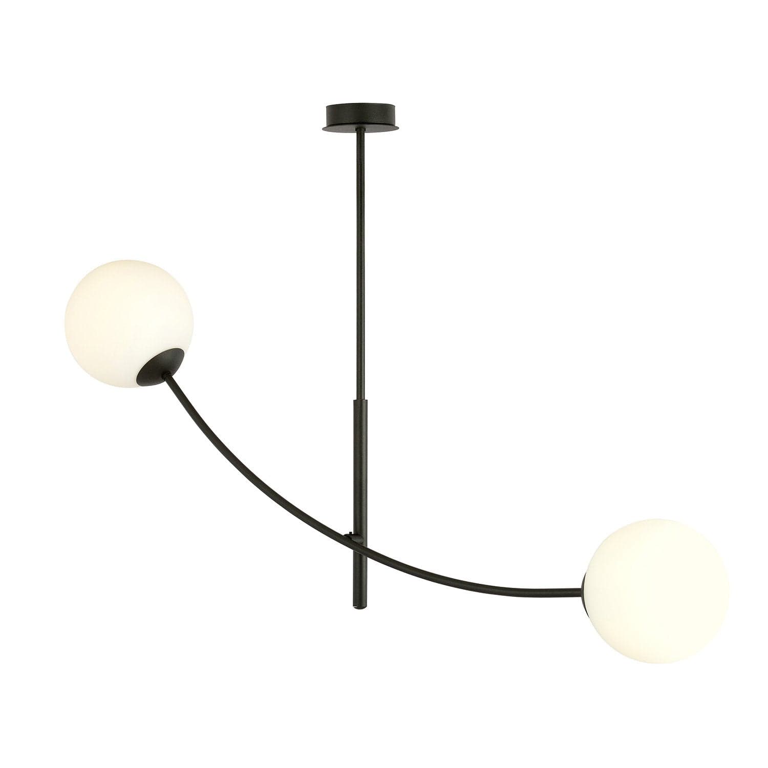 Sospenione Moderna 2 Luci Hunter Acciaio Nero Bracci Regolabili E Vetro Opalino in Lampade a sospensione LuceArt - Montecorvino Pugliano, commercioVirtuoso.it