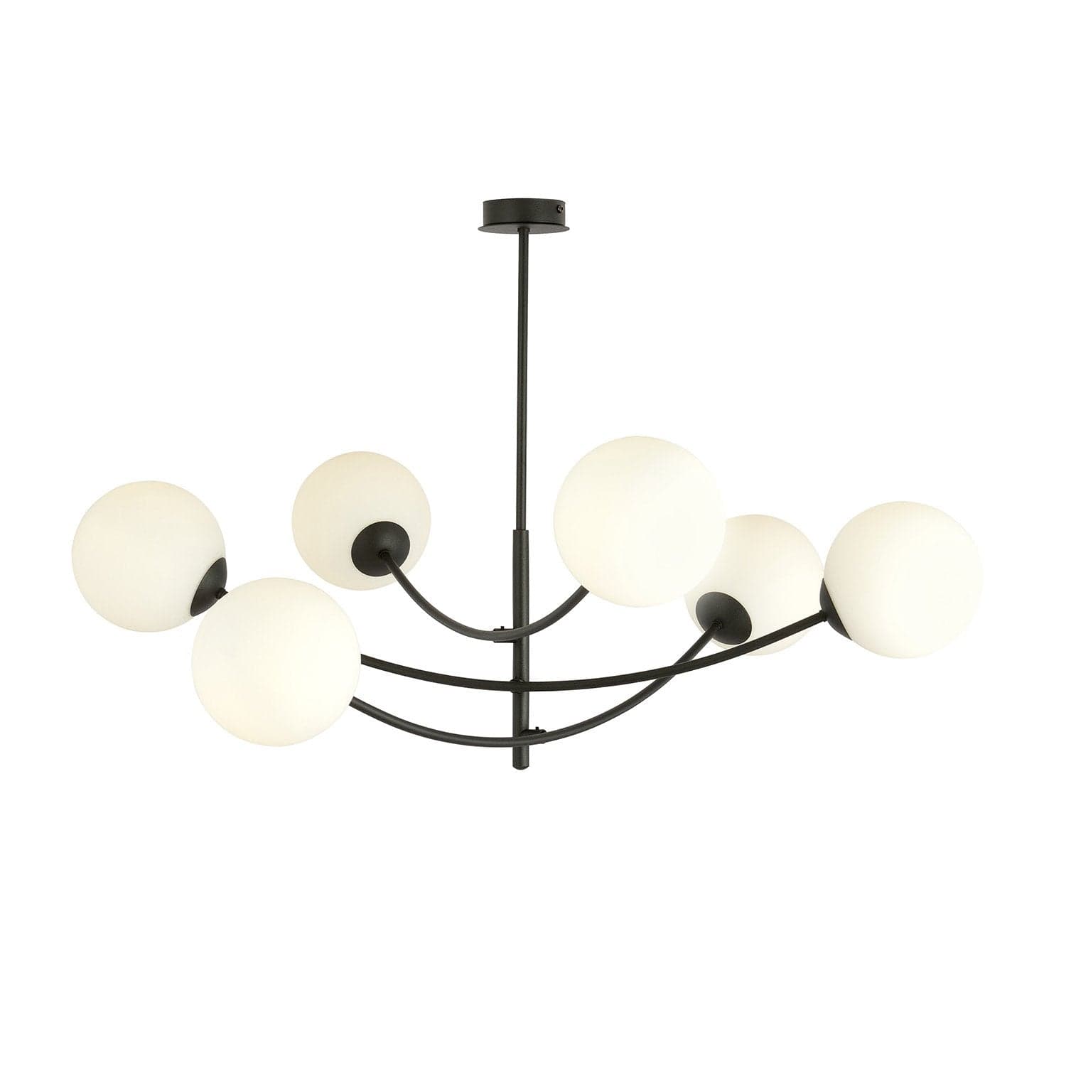 Sospenione Moderna 6 Luci Hunter Acciaio Nero Bracci Regolabili E Vetro Opalino in Lampade a sospensione LuceArt - Montecorvino Pugliano, commercioVirtuoso.it