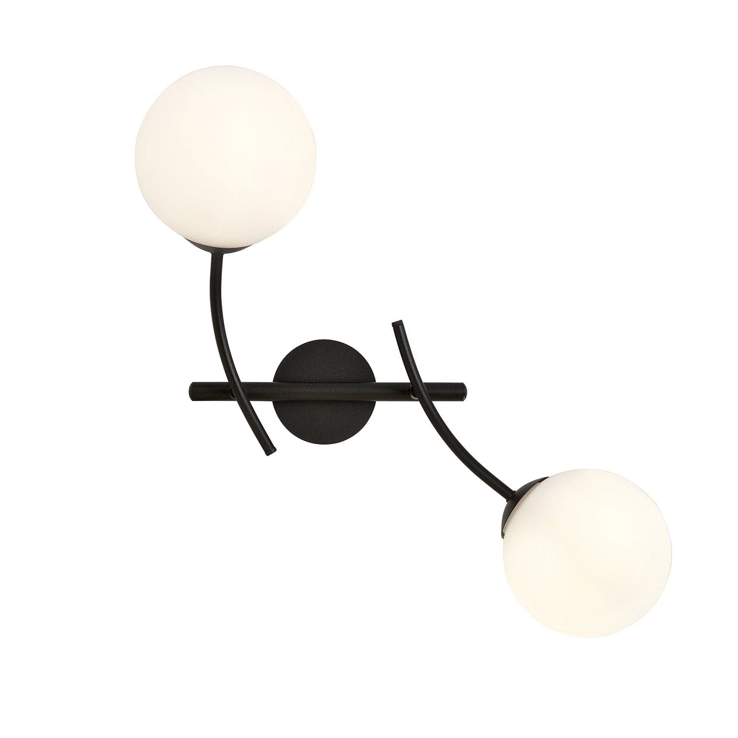 Applique Moderna 2 Luci Hunter In Acciaio Nero Bracci Regolabili E Vetro Opalino in Lampade da parete LuceArt - Montecorvino Pugliano, commercioVirtuoso.it