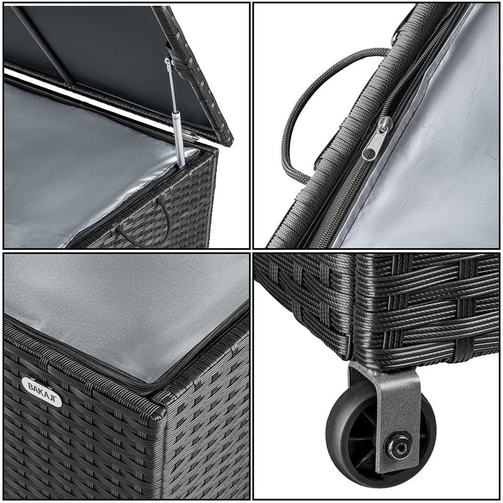 Cassapanca Baule Portaoggetti in Polyrattan XXL Resistente 2Ruote Maniglia Nero in Bauli e contenitori Danyx - Casoria, commercioVirtuoso.it