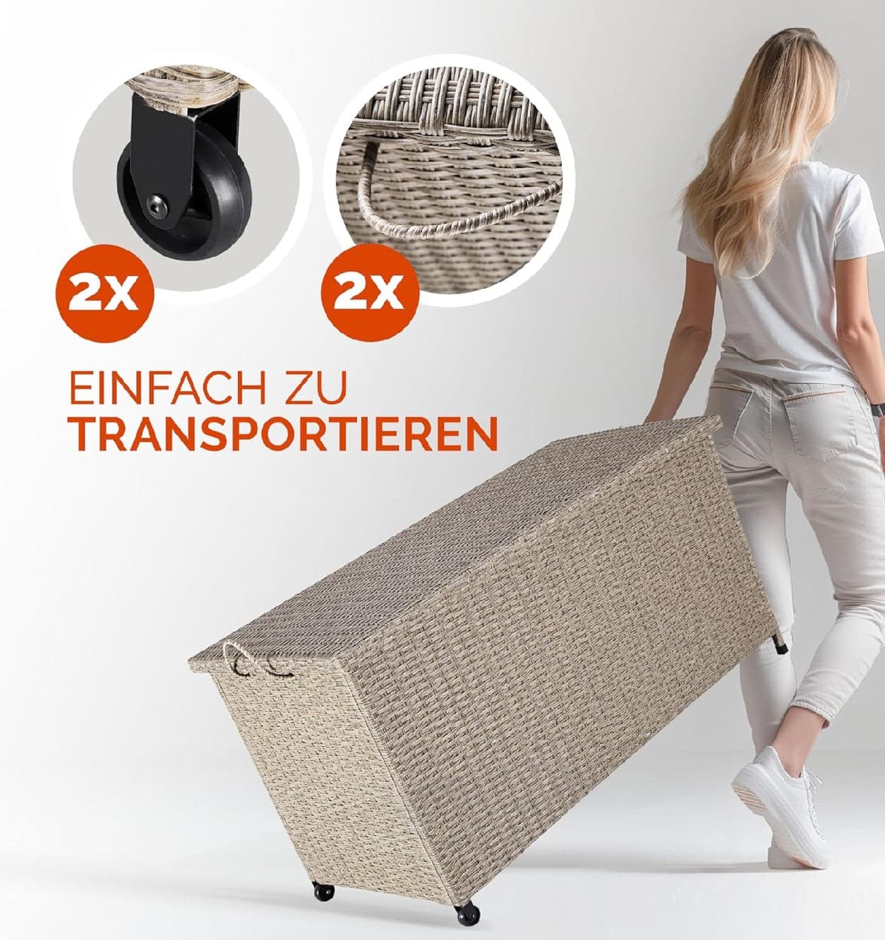 Cassapanca Baule Portaoggetti in Polyrattan XXL Resistente 2Ruote Maniglia Crema in Bauli e contenitori Danyx - Casoria, commercioVirtuoso.it