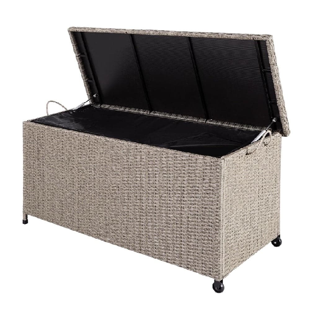 Cassapanca Baule Portaoggetti in Polyrattan XXL Resistente 2Ruote Maniglia Crema in Bauli e contenitori Danyx - Casoria, commercioVirtuoso.it