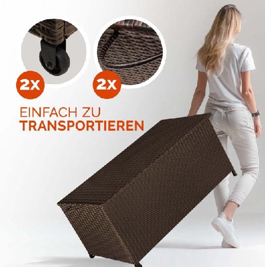 Cassapanca Baule Portaoggetti in Polyrattan XXL Resistente 2Ruote Maniglia Marrone in Bauli e contenitori Danyx - Casoria, commercioVirtuoso.it
