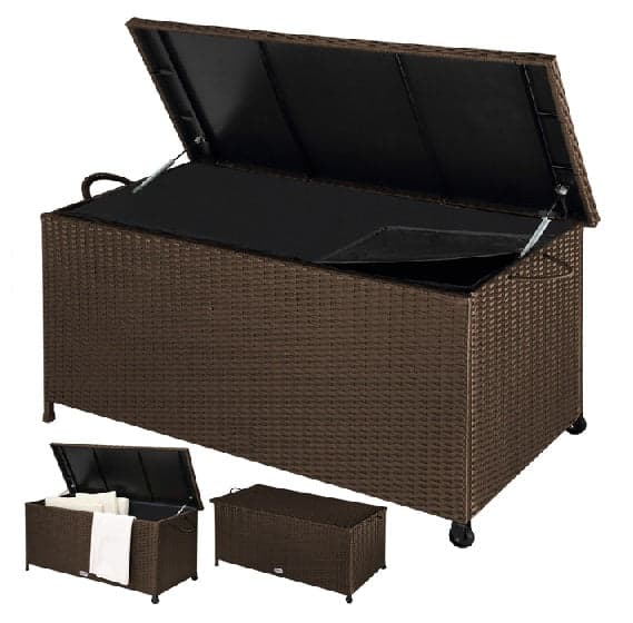 Cassapanca Baule Portaoggetti in Polyrattan XXL Resistente 2Ruote Maniglia Marrone in Bauli e contenitori Danyx - Casoria, commercioVirtuoso.it