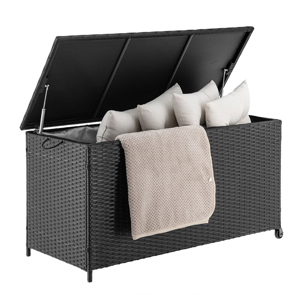 Cassapanca Baule Portaoggetti in Polyrattan XXL Resistente 2Ruote Maniglia Nero in Bauli e contenitori Danyx - Casoria, commercioVirtuoso.it