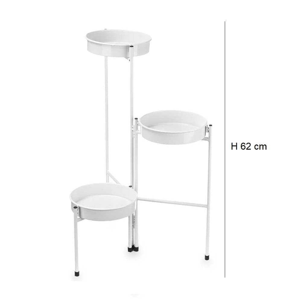 Scaffale Tavolino Porta Piante 3 altezze Metallo Bianco 32x46 H 62 cm Moderno in Portavasi Danyx - Casoria, commercioVirtuoso.it