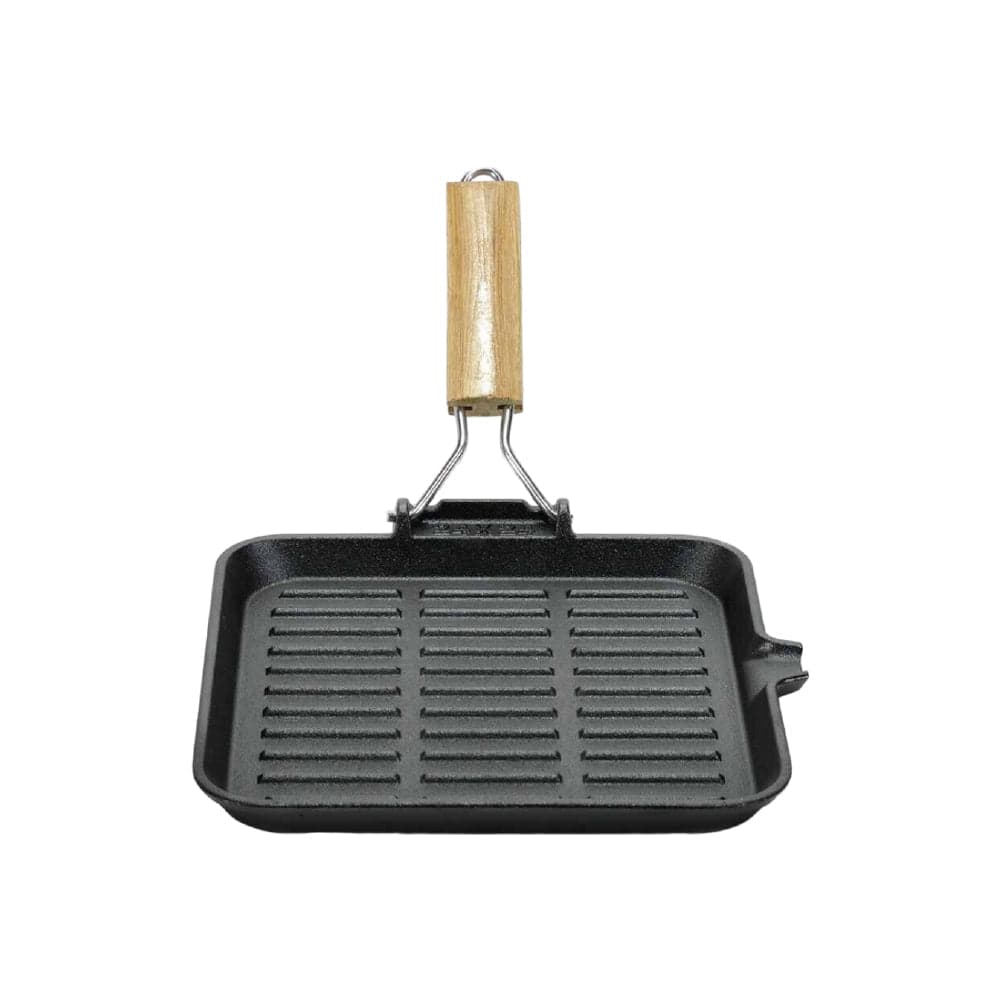 Kit 2pz Bistecchiera in Ghisa Manico Legno Pieghevole Antiaderenti 24x24 21x35 cm in Padelle grill Danyx - Casoria, commercioVirtuoso.it