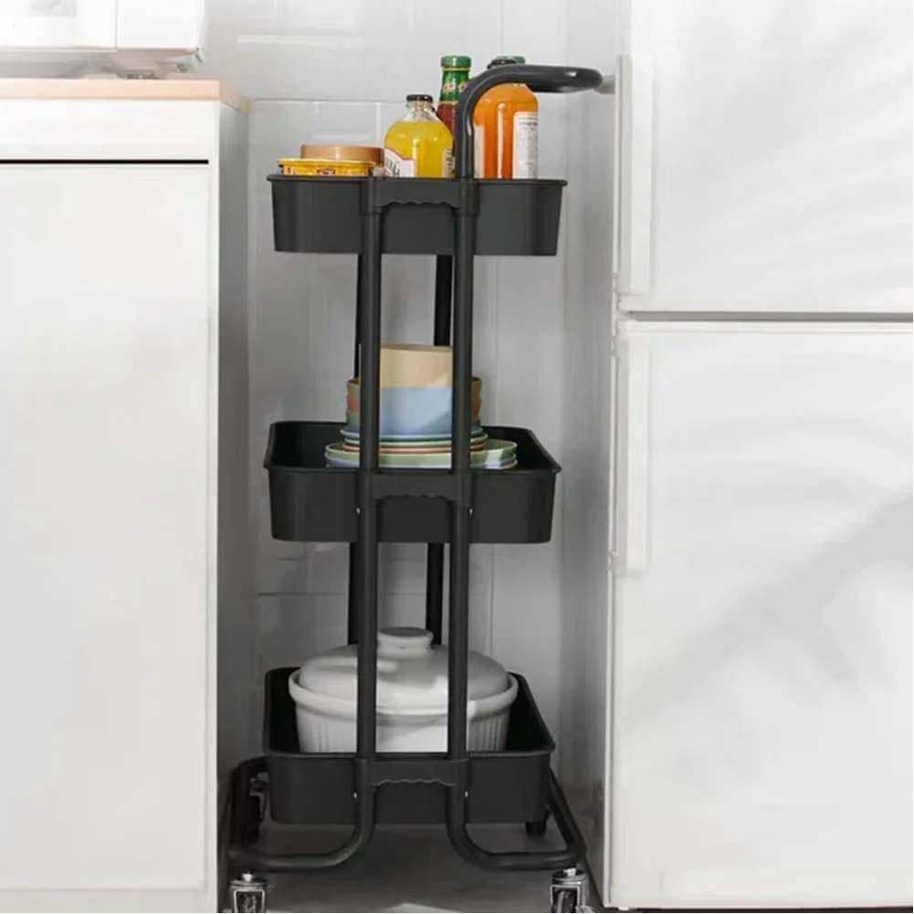 Carrello Trolley Cucina 4ruote 3 Cestini Metallo e Abs 42x35.5 H86 Salvaspazio Nero in Carrelli da portata Danyx - Casoria, commercioVirtuoso.it