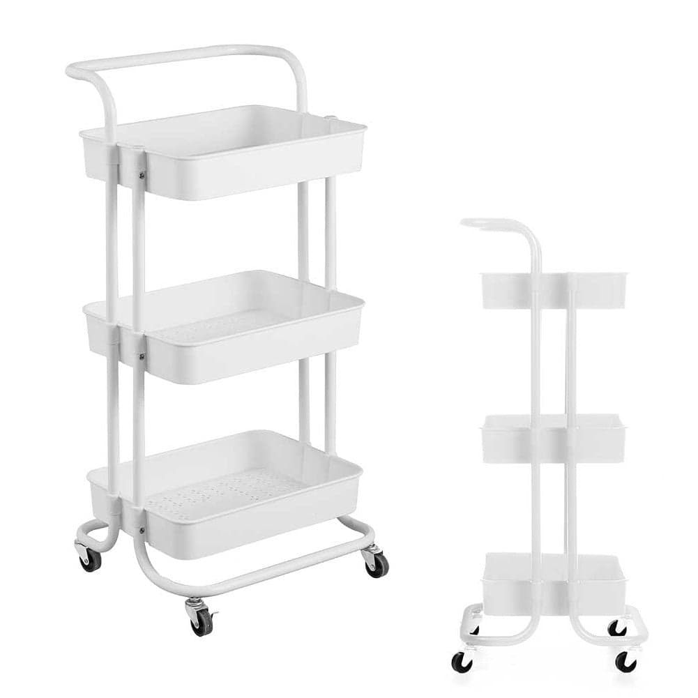 Carrello Trolley Cucina 4ruote 3 Cestini Metallo e Abs 42x35.5 H86 Salvaspazio Bianco in Carrelli da portata Danyx - Casoria, commercioVirtuoso.it