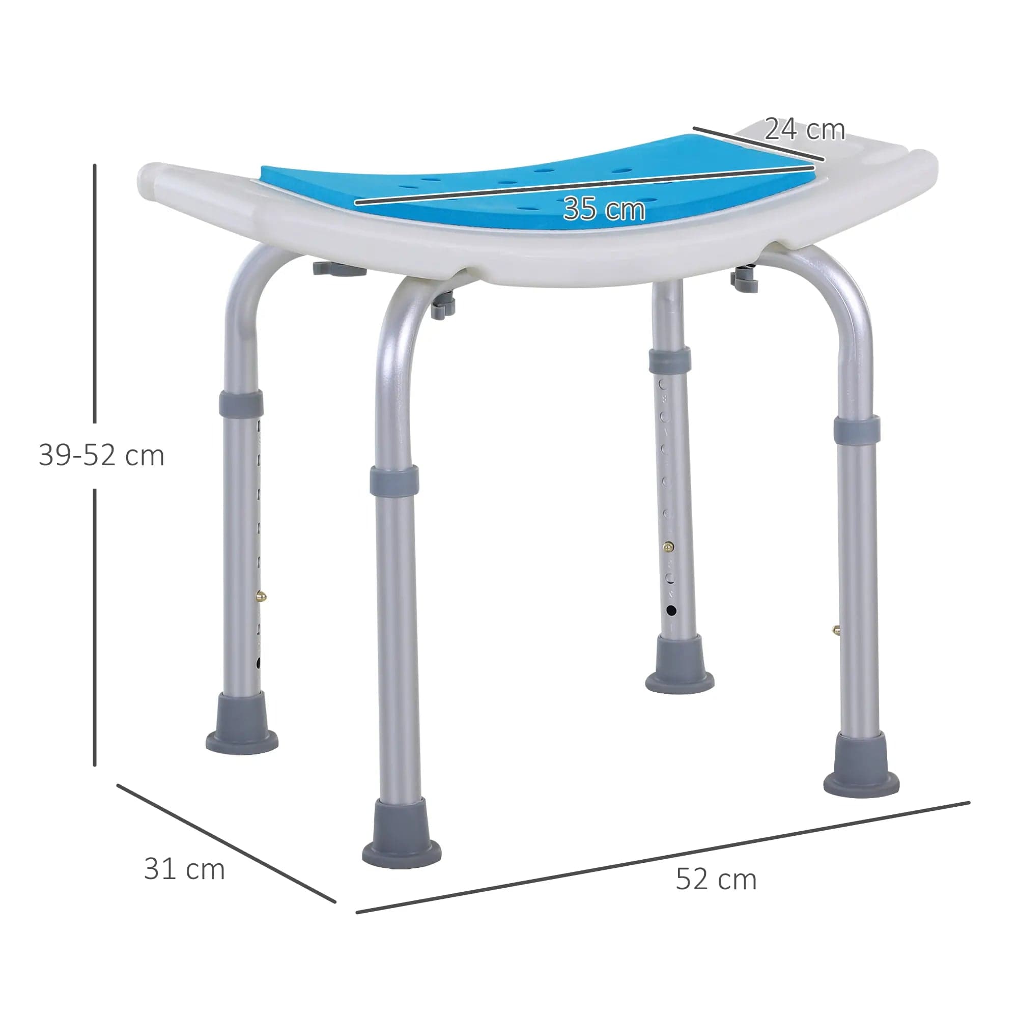 Sgabello Bagno Alluminio Altezza Regolabile 6livelli Sedia da doccia antiscivolo in Sgabelli per doccia e bagno Danyx - Casoria, commercioVirtuoso.it
