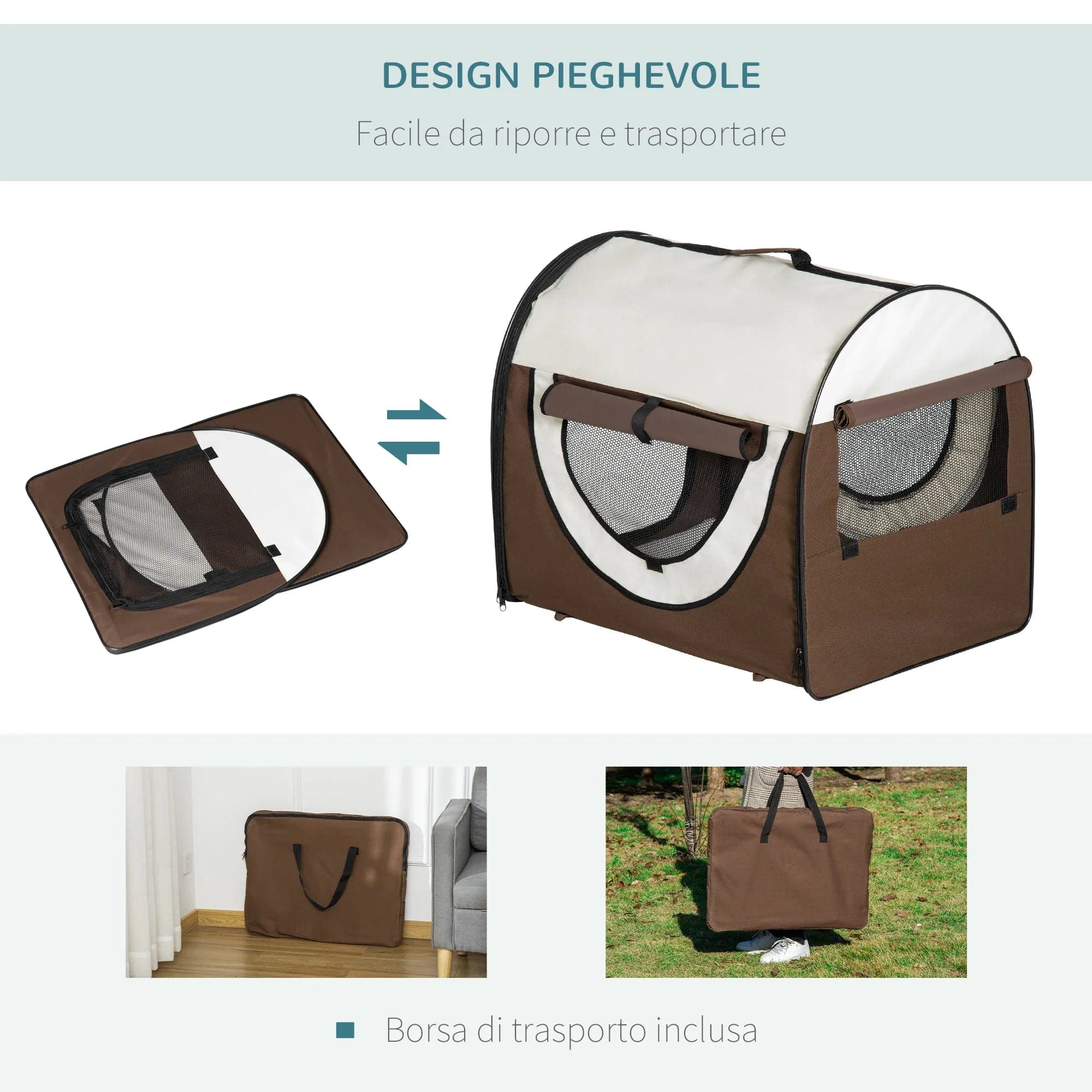 Trasportino Animali Domestici Pieghevole con Cuscino e Borsa Trasporto 70x51x59cm in Zaini Danyx - Casoria, commercioVirtuoso.it