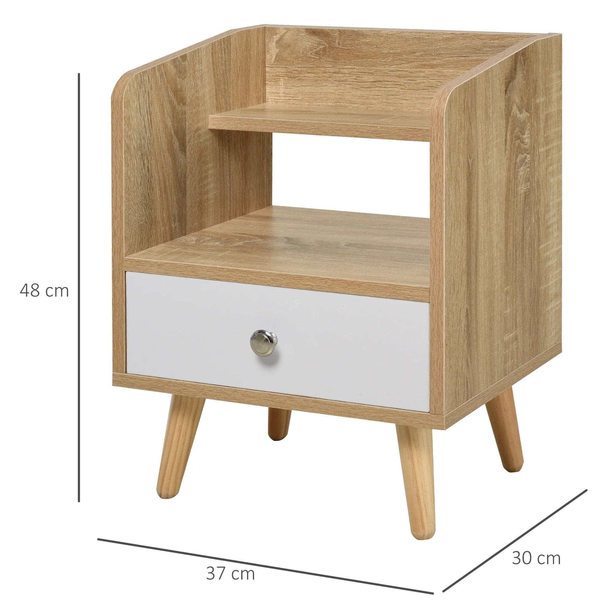 Mobiletto Comodino Salvaspazio 1 Cassetto e Mensola in Legno 37x30x48cm in Comodini Danyx - Casoria, commercioVirtuoso.it