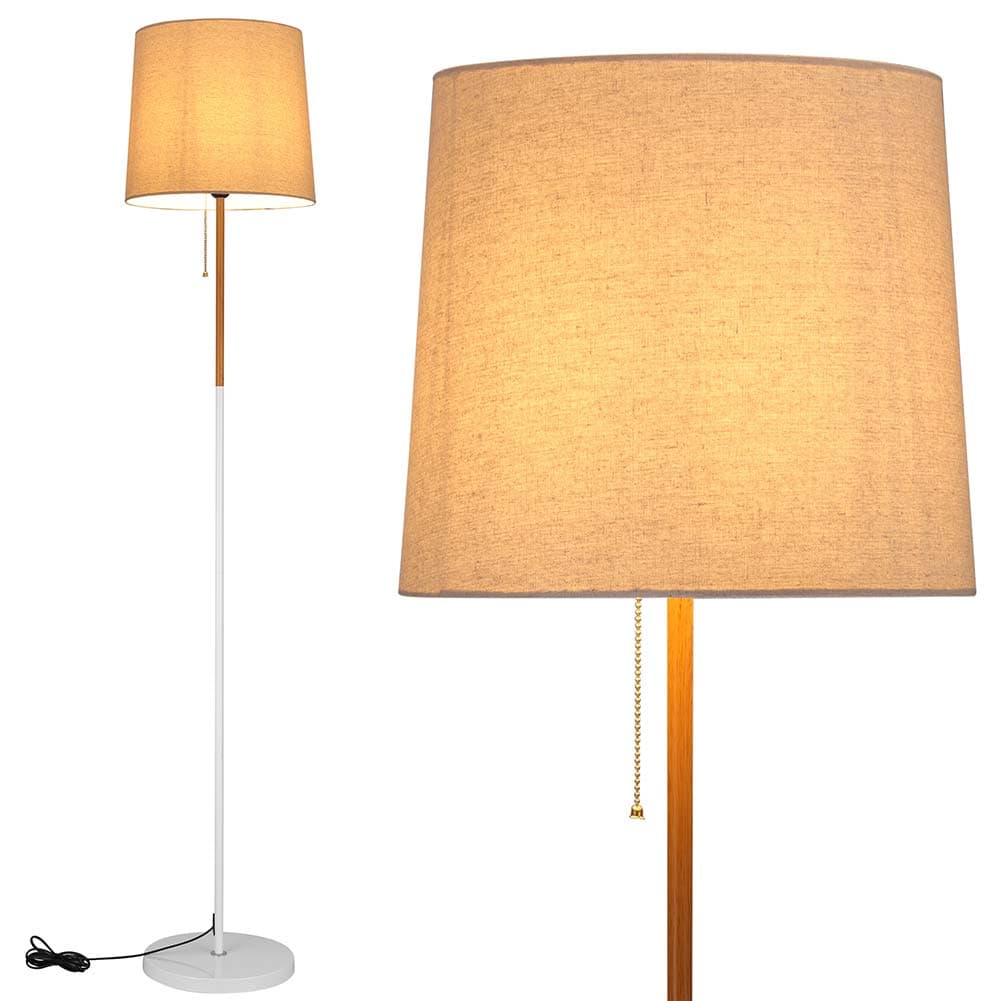 Piantana Lampada da Terra Metallo Legno Tessuto 1xE27 H170cm Design Moderno in Lampade da terra Danyx - Casoria, commercioVirtuoso.it
