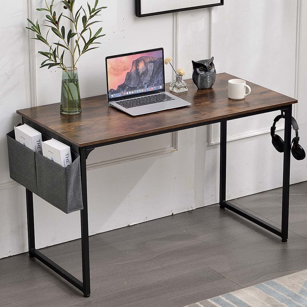 Tavolo Scrivania Metallo e Legno con Borsa Portaoggetti Design Moderno Nero Marrone in Scrivanie Danyx - Casoria, commercioVirtuoso.it