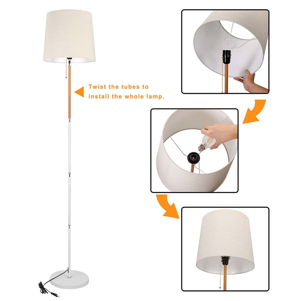 Piantana Lampada da Terra Metallo Legno Tessuto 1xE27 H170cm Design Moderno in Lampade da terra Danyx - Casoria, commercioVirtuoso.it