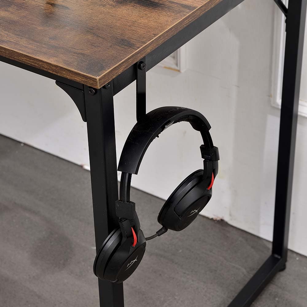 Tavolo Scrivania Metallo e Legno con Borsa Portaoggetti Design Moderno Nero Marrone in Scrivanie Danyx - Casoria, commercioVirtuoso.it
