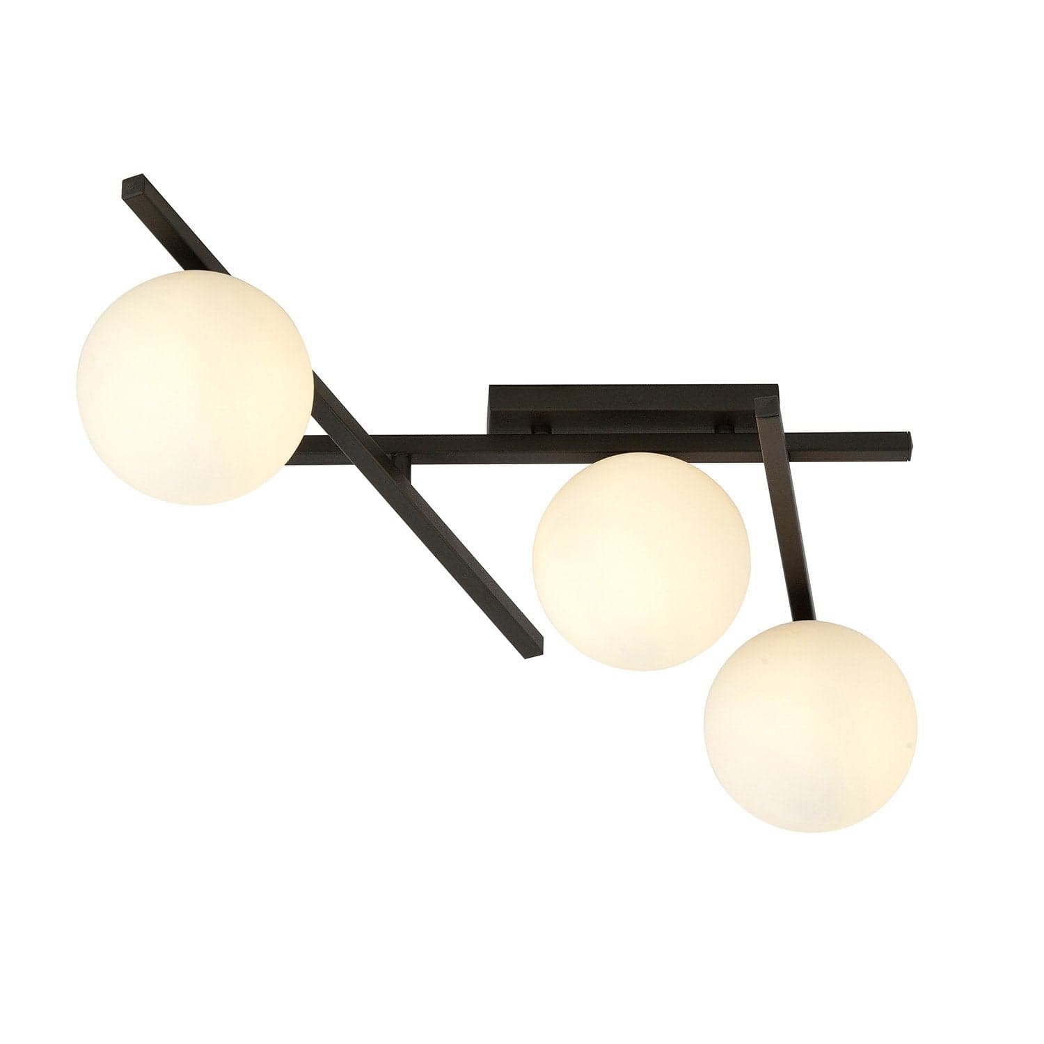 Plafoniera Moderna 3 Luci Smart In Acciaio Nero Bracci Regolabili E Vetro Opale in Plafoniere LuceArt - Montecorvino Pugliano, commercioVirtuoso.it