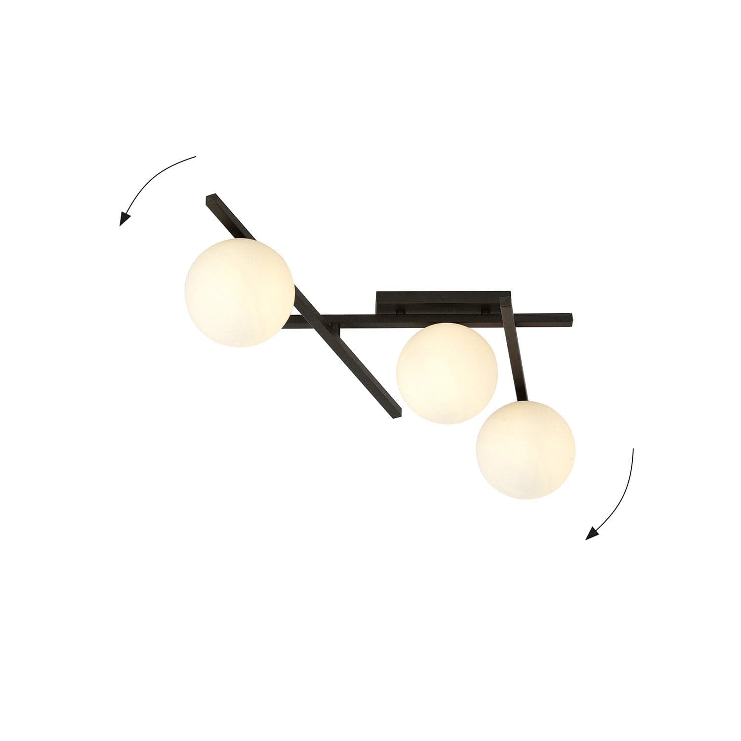 Plafoniera Moderna 3 Luci Smart In Acciaio Nero Bracci Regolabili E Vetro Opale in Plafoniere LuceArt - Montecorvino Pugliano, commercioVirtuoso.it