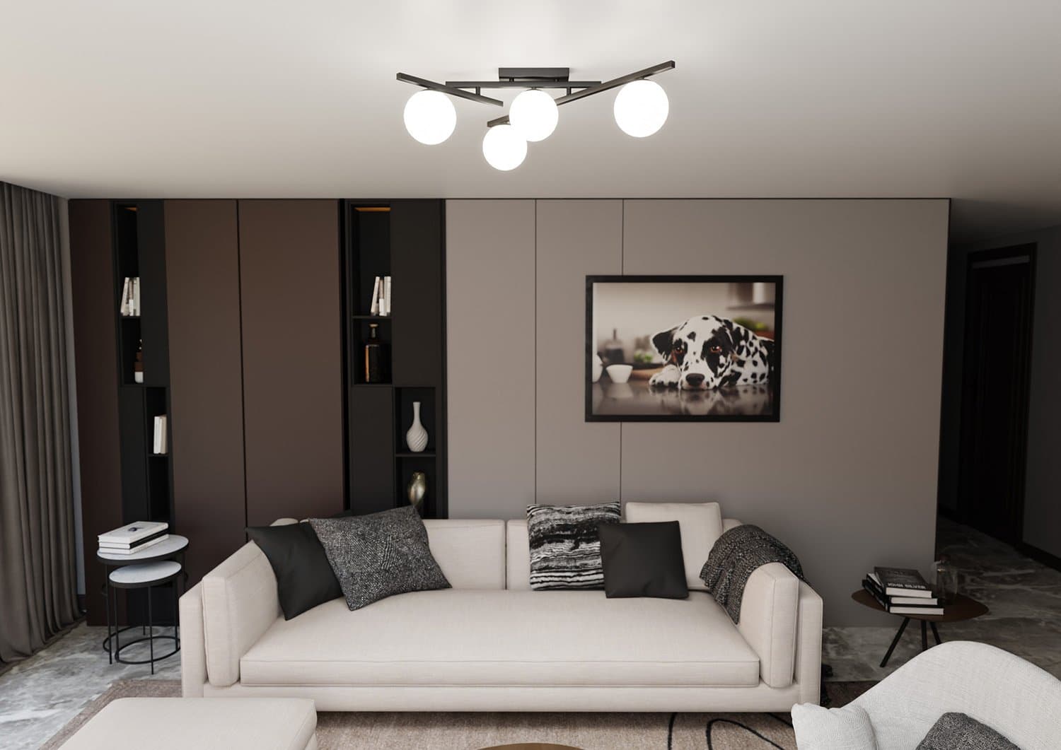 Plafoniera Moderna 4 Luci Smart In Acciaio Nero Bracci Regolabili E Vetro Opale in Plafoniere LuceArt - Montecorvino Pugliano, commercioVirtuoso.it