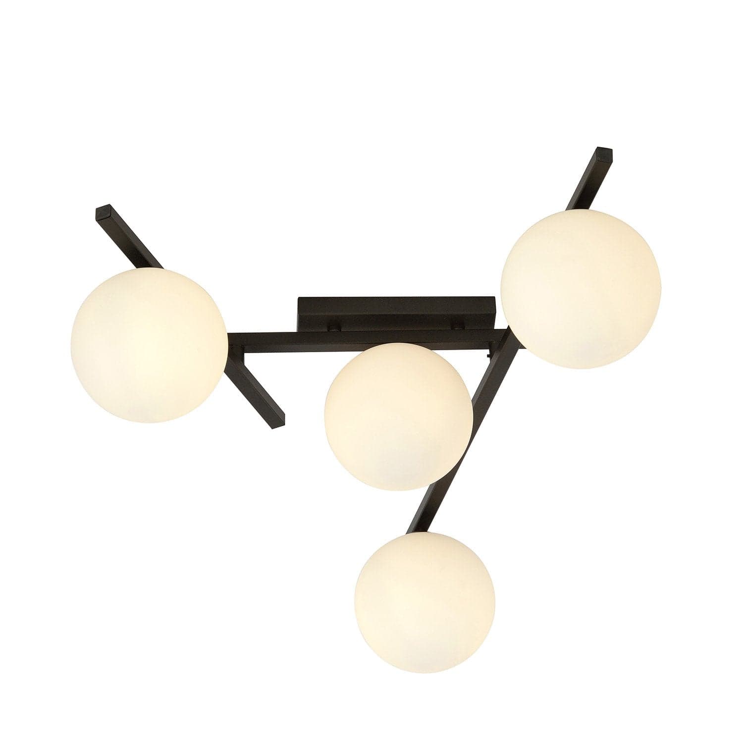 Plafoniera Moderna 4 Luci Smart In Acciaio Nero Bracci Regolabili E Vetro Opale in Plafoniere LuceArt - Montecorvino Pugliano, commercioVirtuoso.it