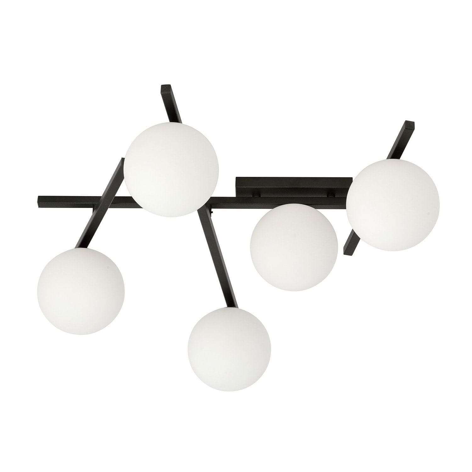 Plafoniera Moderna 5 Luci Smart In Acciaio Nero Bracci Regolabili E Vetro Opale in Plafoniere LuceArt - Montecorvino Pugliano, commercioVirtuoso.it