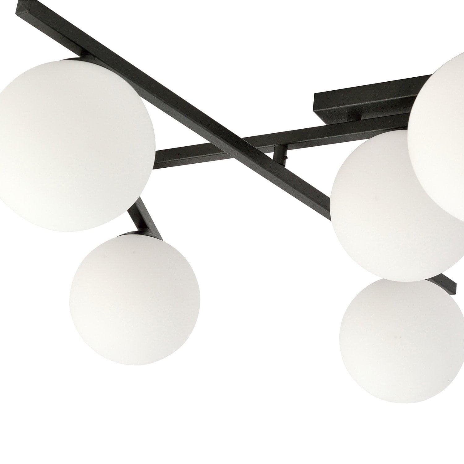 Plafoniera Moderna 5 Luci Smart In Acciaio Nero Bracci Regolabili E Vetro Opale in Plafoniere LuceArt - Montecorvino Pugliano, commercioVirtuoso.it