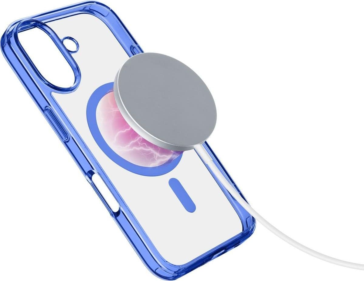 cover iphone 16 plus blu - trasparente magsafe