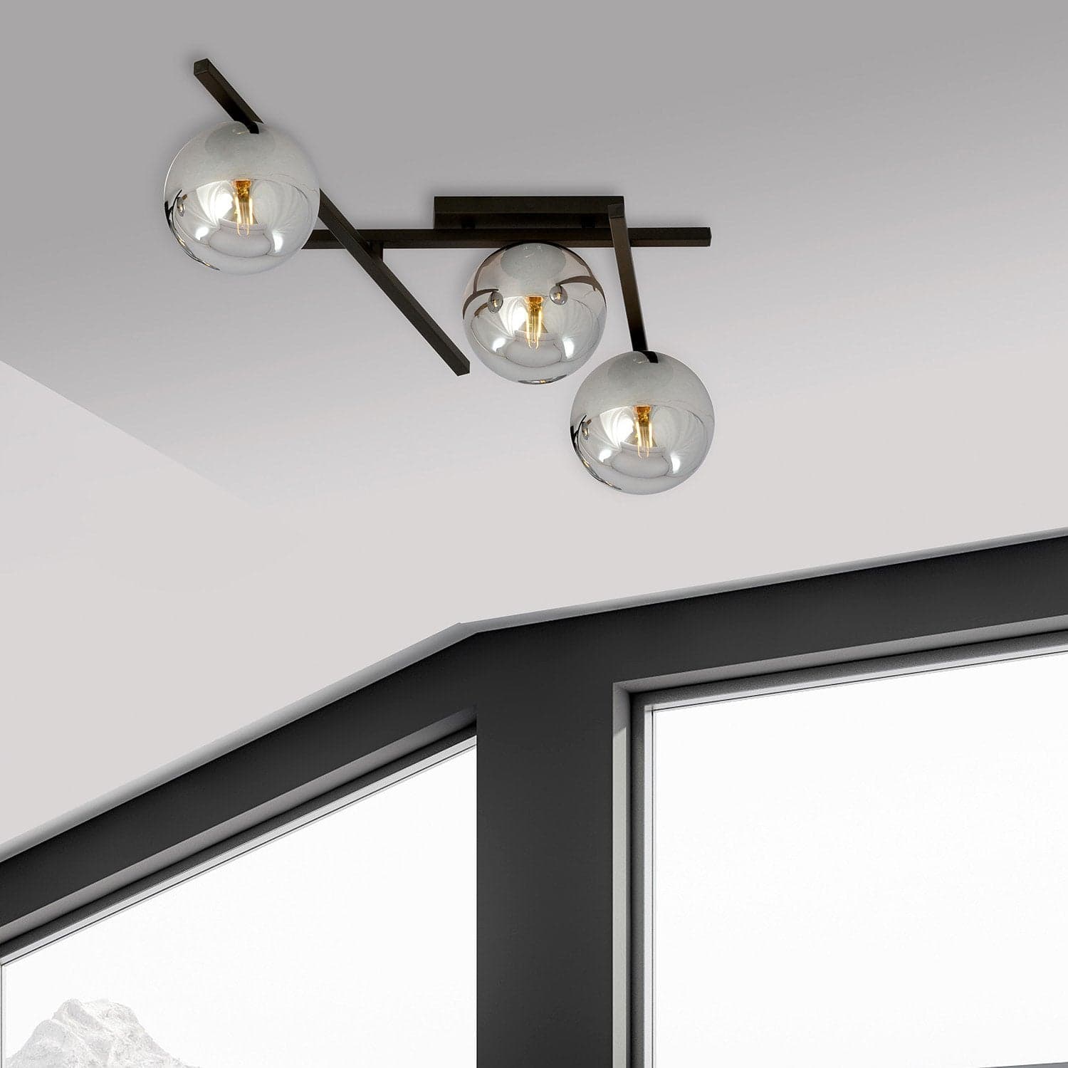 Plafoniera Moderna 3 Luci Smart In Acciaio Nero Bracci Regolabili E Vetro Fumè in Plafoniere LuceArt - Montecorvino Pugliano, commercioVirtuoso.it