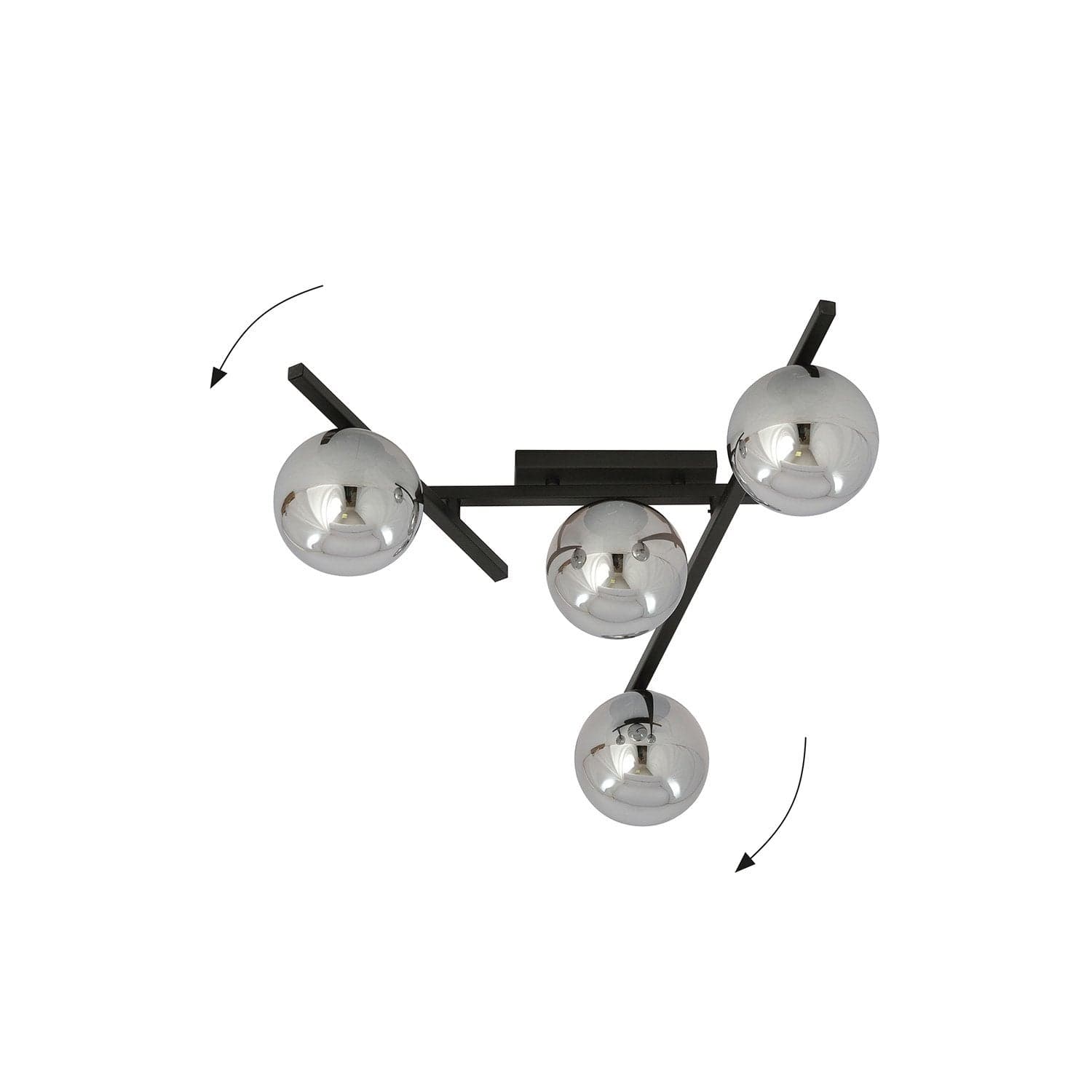 Plafoniera Moderna 4 Luci Smart In Acciaio Nero Bracci Regolabili E Vetro Fumè in Plafoniere LuceArt - Montecorvino Pugliano, commercioVirtuoso.it