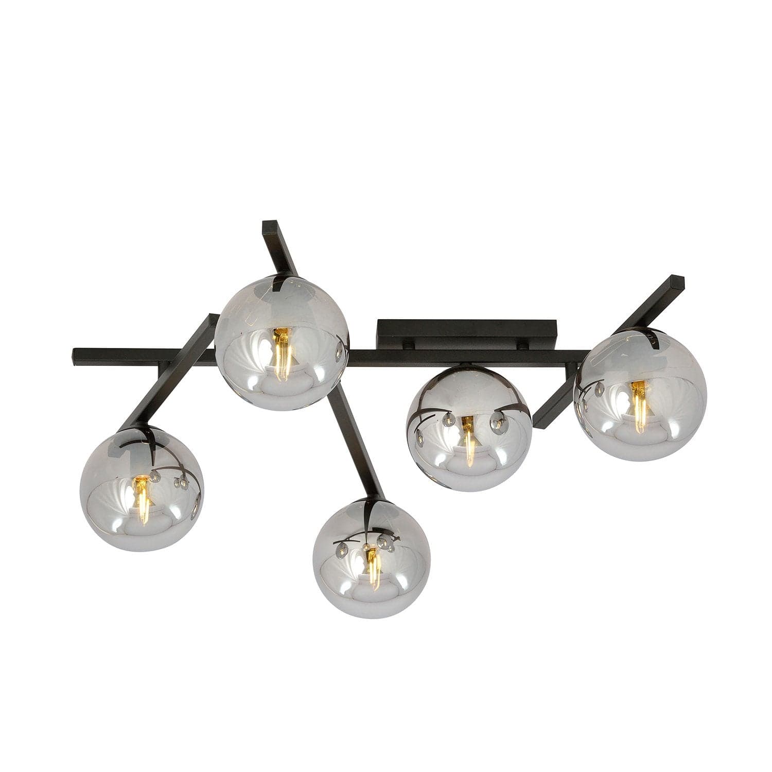 Plafoniera Moderna 5 Luci Smart In Acciaio Nero Bracci Regolabili E Vetro Fumè in Plafoniere LuceArt - Montecorvino Pugliano, commercioVirtuoso.it