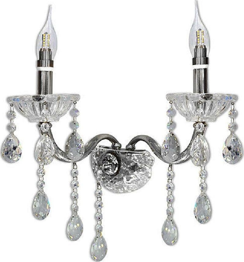 APPLIQUE CANDELABRO GOCCE PENDENTI CRISTALLO ACRILICO 2 BRACCI ATTACCO E14 E35 in Applique Trade Shop italia - Napoli, commercioVirtuoso.it