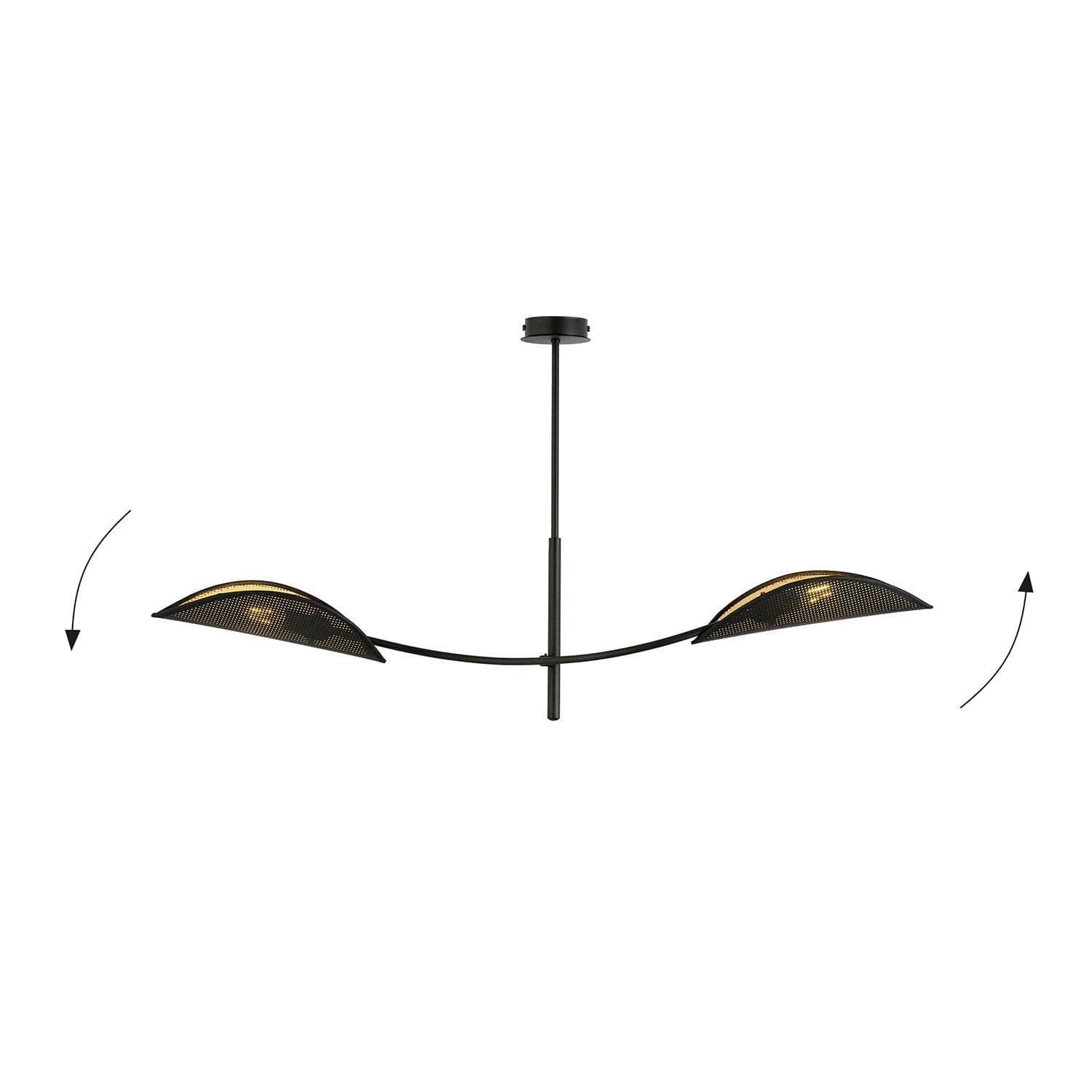 Sospensione Nordica 2 Luci Lotus In Acciaio Nero Oro Bracci Regolabili in Lampade a sospensione LuceArt - Montecorvino Pugliano, commercioVirtuoso.it