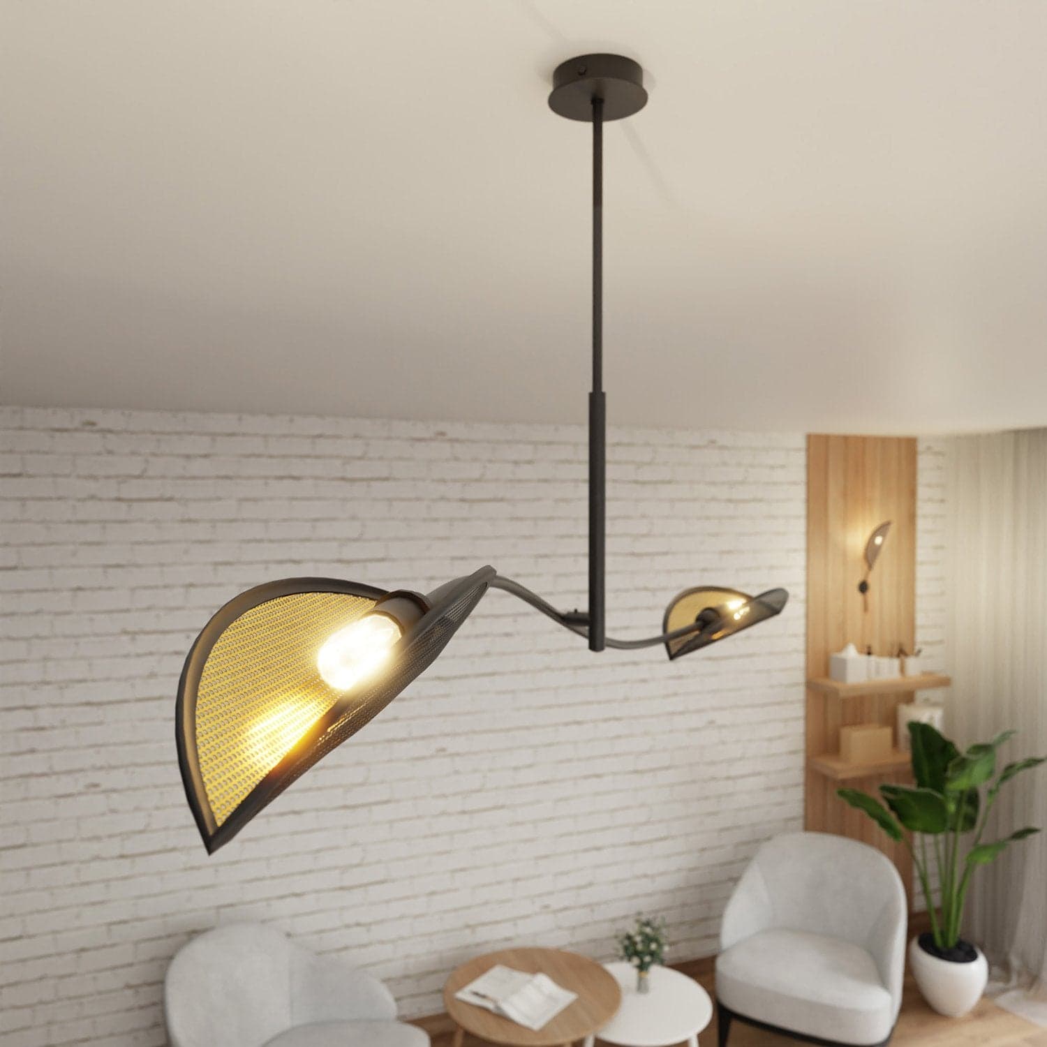 Sospensione Nordica 2 Luci Lotus In Acciaio Nero Oro Bracci Regolabili in Lampade a sospensione LuceArt - Montecorvino Pugliano, commercioVirtuoso.it
