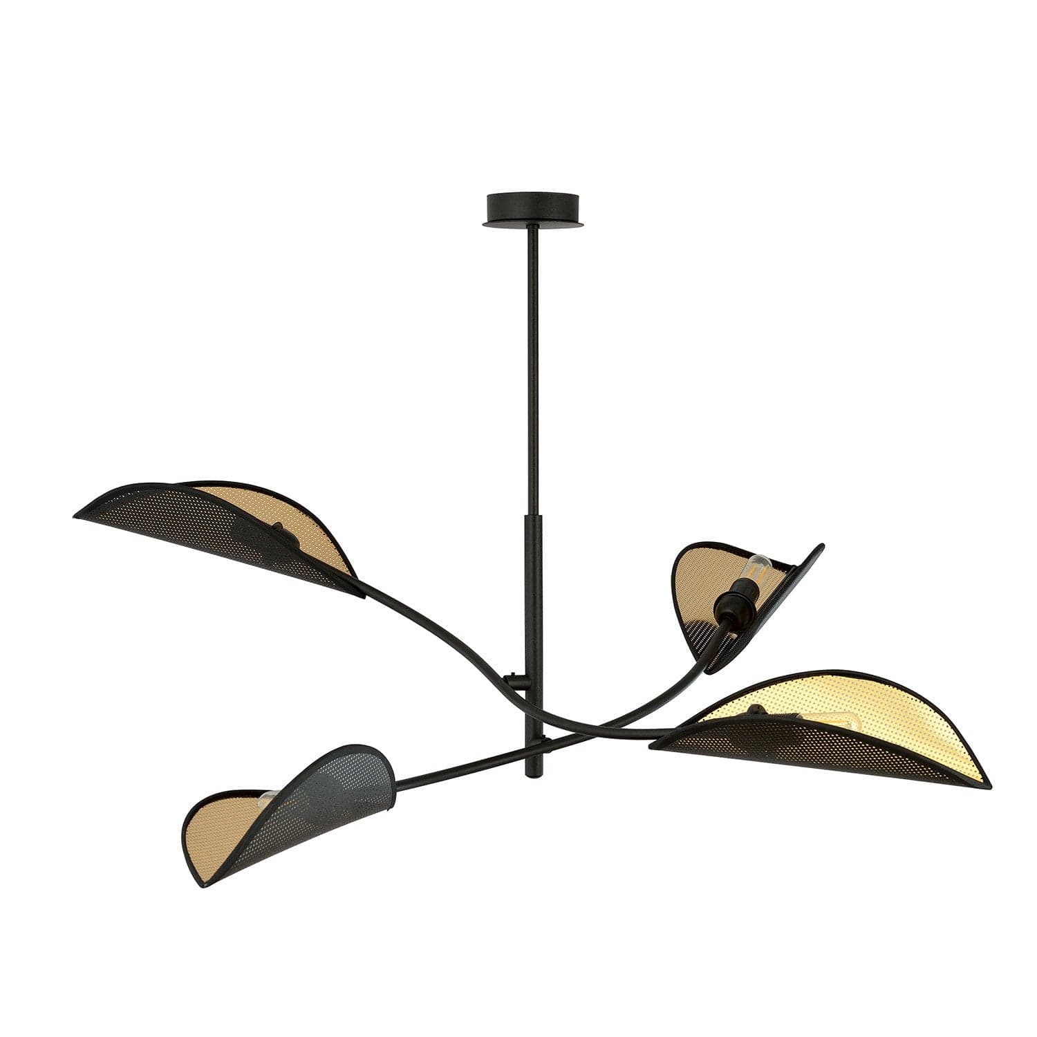 Sospensione Nordica 4 Luci Lotus In Acciaio Nero Oro Bracci Regolabili in Lampade a sospensione LuceArt - Montecorvino Pugliano, commercioVirtuoso.it