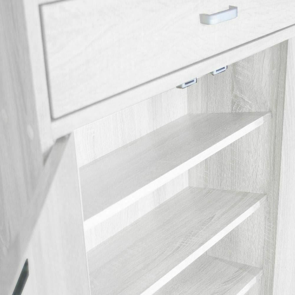 Mobile Multiuso in Legno 2 Ante 1 Cassetto 4 Ripiani Porta Scarpe 63x33H95cm Bianco in Scaffali portascarpe Danyx - Casoria, commercioVirtuoso.it