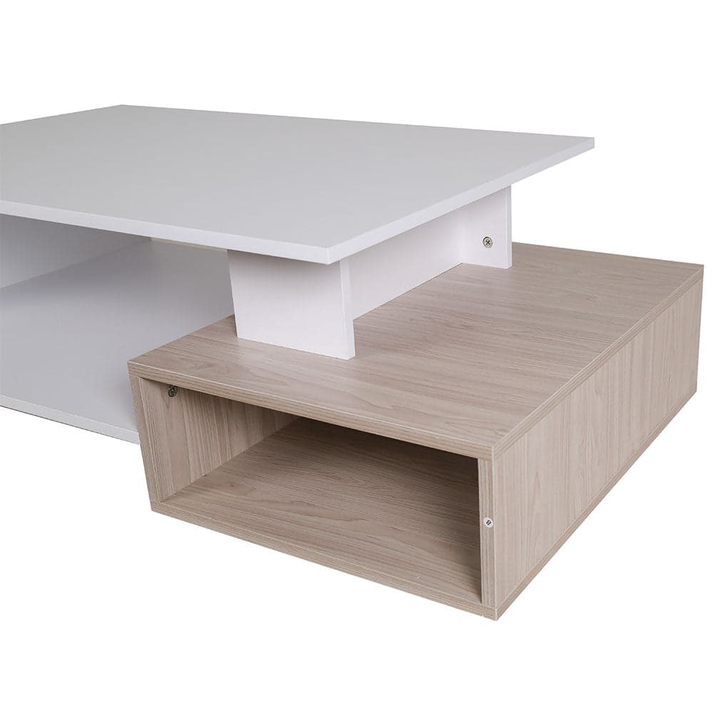 Tavolino da Salotto Rettangolare in Legno Design Moderno 106x60H35 cm Bianco Beige in Tavolini da caffè Danyx - Casoria, commercioVirtuoso.it
