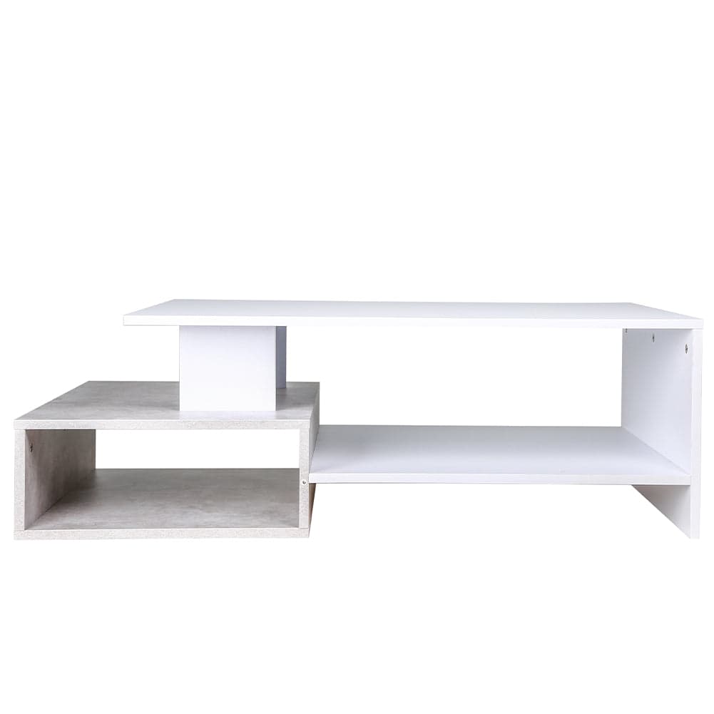 Tavolino da Salotto Rettangolare in Legno Design Moderno 106x60H35 cm Bianco Grigio in Tavolini da caffè Danyx - Casoria, commercioVirtuoso.it