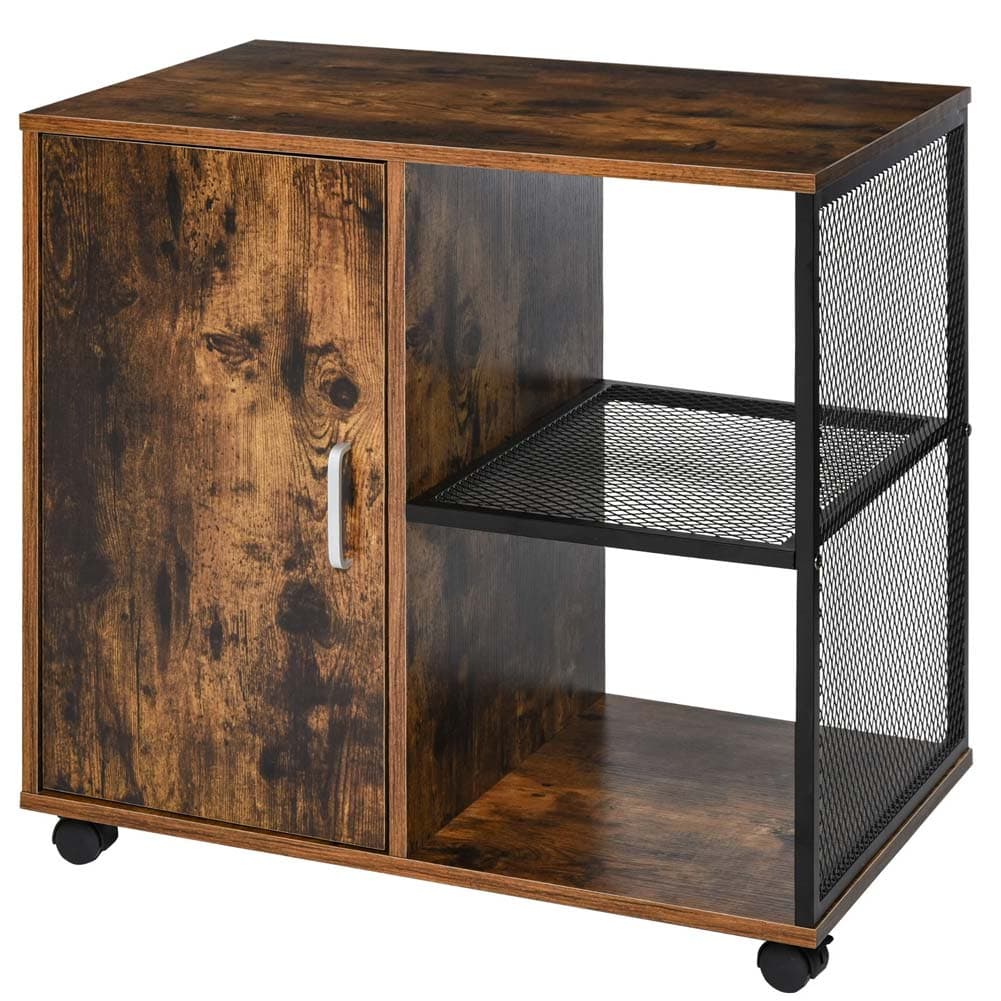 Mobile Ufficio Porta Stampante Legno MDF e Metallo 3 Ripiani 1 Anta Design Moderno in Supporti per stampante Danyx - Casoria, commercioVirtuoso.it