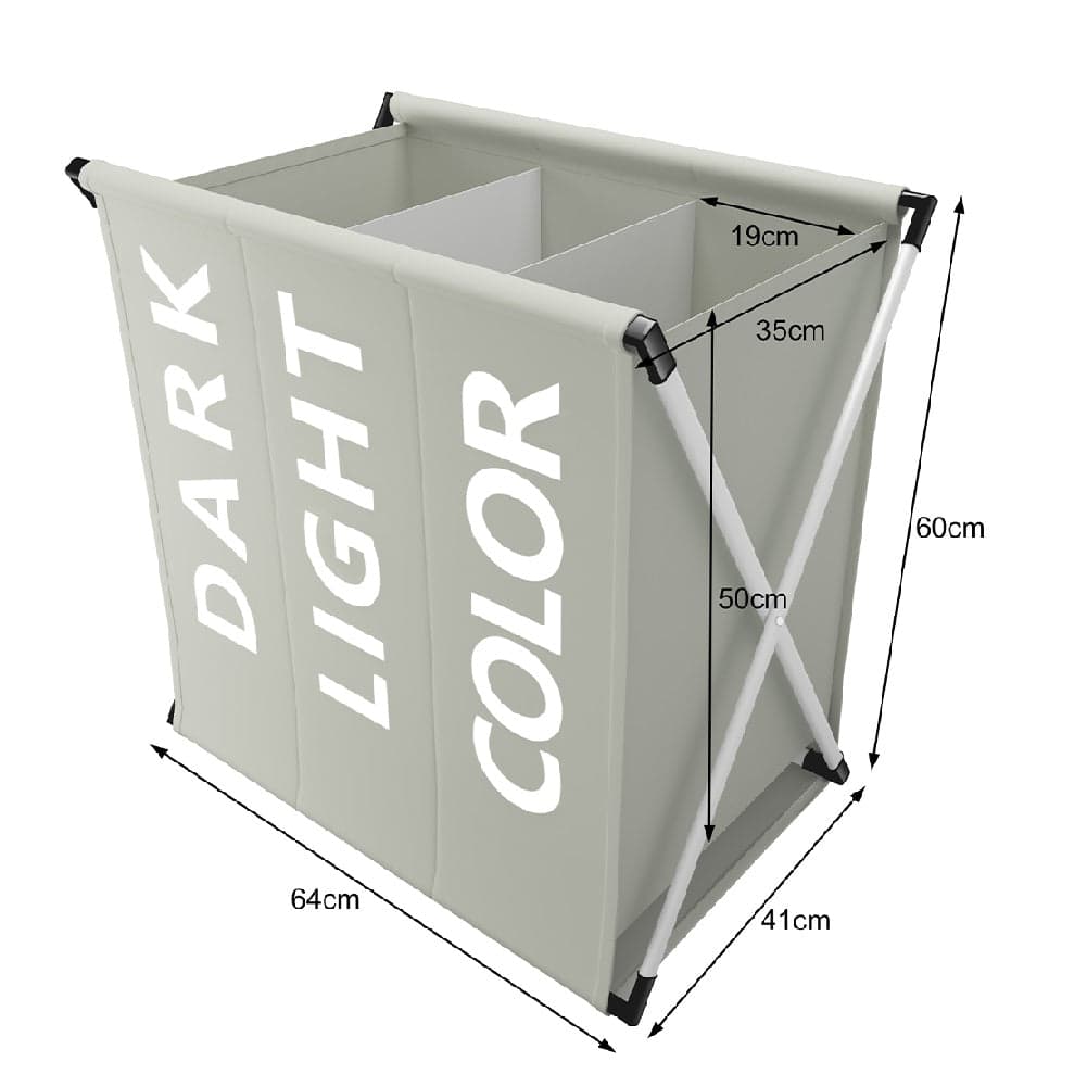 Cesto PortaBiancheria Triplo Metallo e Tessuto Pieghevole Salvaspazio 64x38H62cm in Ceste per la biancheria Danyx - Casoria, commercioVirtuoso.it