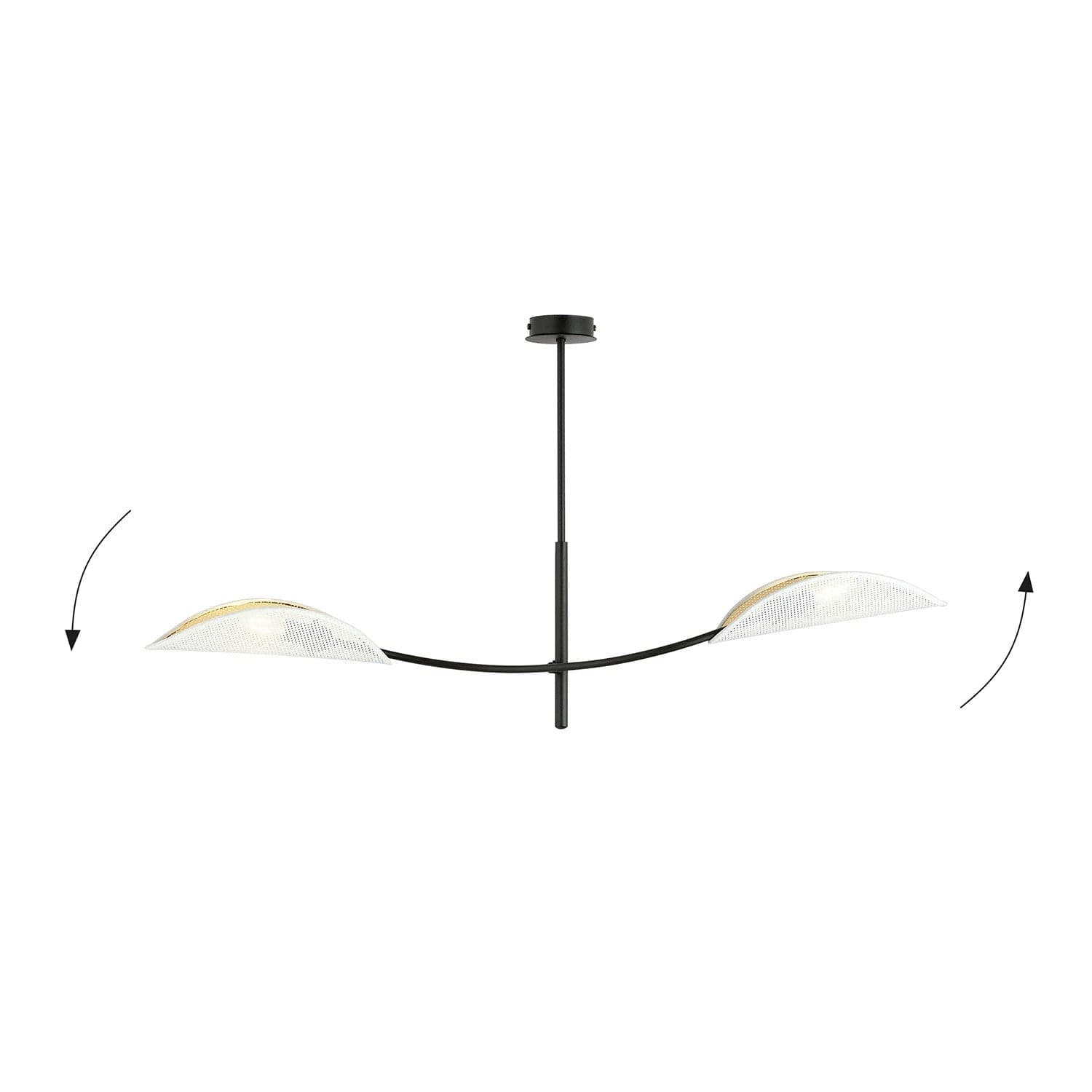Sospensione Nordica 2 Luci Lotus In Acciaio Nero Bianco E Oro Bracci Regolabili in Lampade a sospensione LuceArt - Montecorvino Pugliano, commercioVirtuoso.it