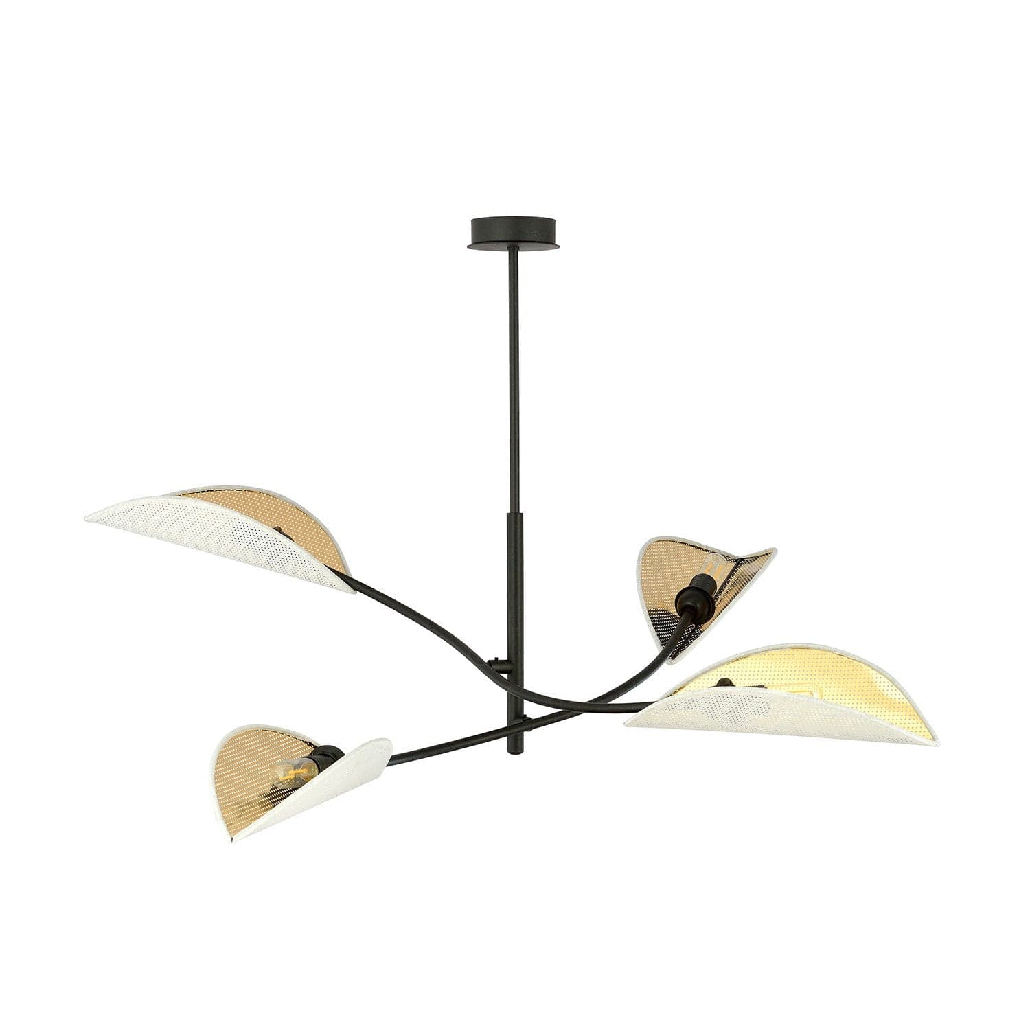 Sospensione Nordica 4 Luci Lotus In Acciaio Nero Bianco E Oro Bracci Regolabili in Lampade a sospensione LuceArt - Montecorvino Pugliano, commercioVirtuoso.it