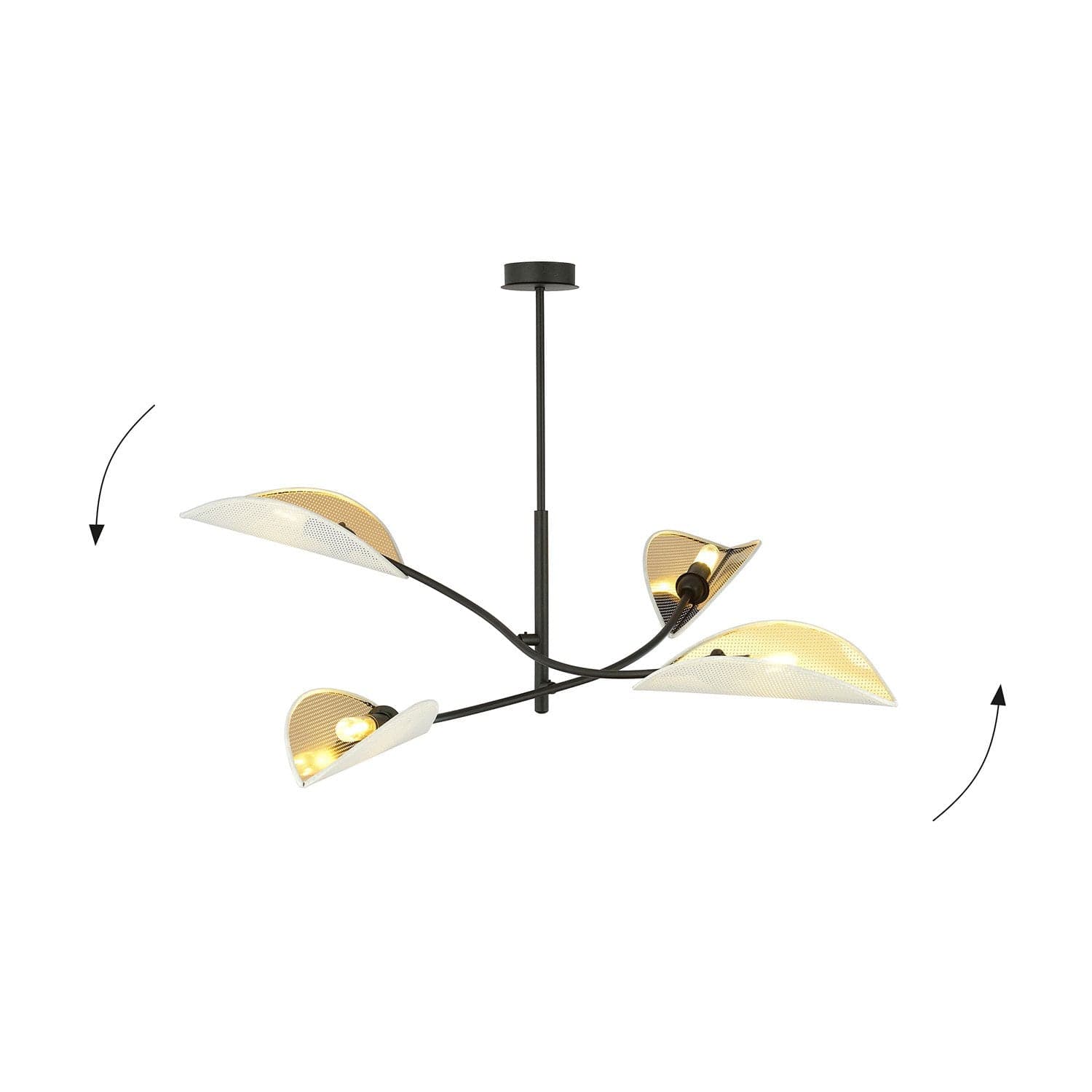 Sospensione Nordica 4 Luci Lotus In Acciaio Nero Bianco E Oro Bracci Regolabili in Lampade a sospensione LuceArt - Montecorvino Pugliano, commercioVirtuoso.it